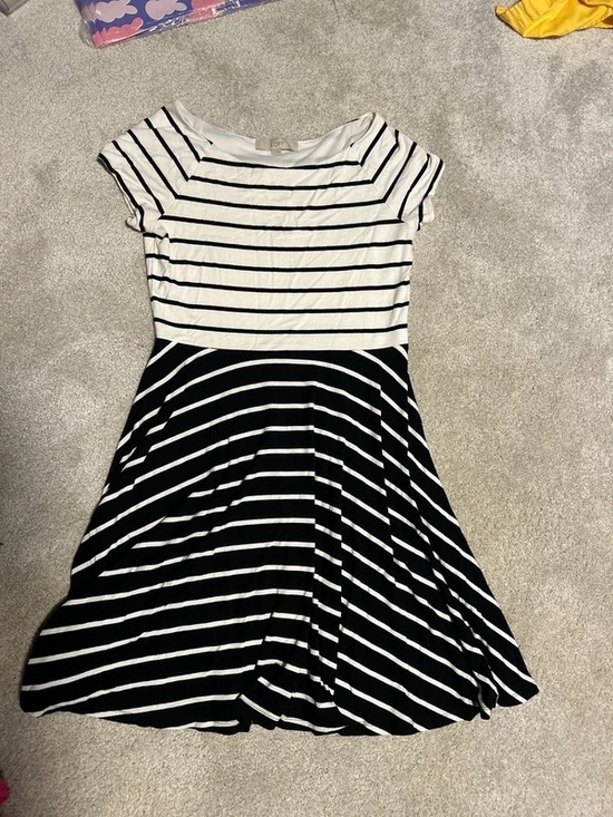 Other - Girls' Black & White Striped Fit-and-Flare Dress